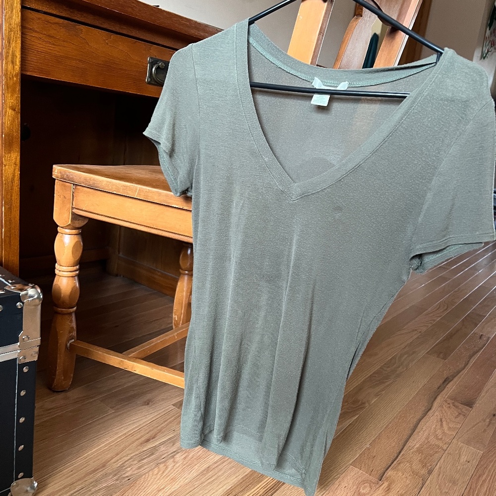 Green V Neck T Shirt